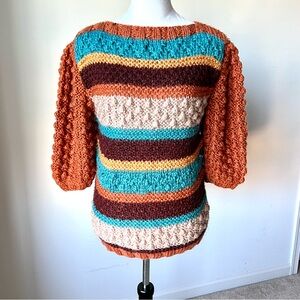 Vintage RHYMES by Elliot 3/4 Bubble Sleeve Square Neck Sweater—SZ. Large